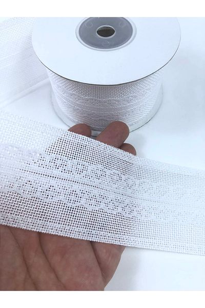Bride Aksesuar Dünyası Panglică de in lată cu dantelă în mijloc albă – Panglică – Panglică