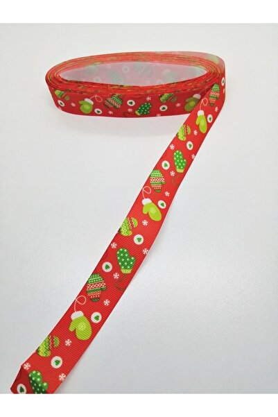 Bride Aksesuar Dünyası Panglică Grosgrain cu model de mănuși roșii 2,5 Cm 2 m...