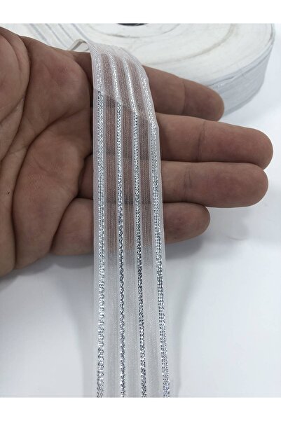 FdayAksesuar Διακοσμητική Κορδέλα Αξεσουάρ για Πάρτι 5 Μέτρα Λευκή Ασημί Με γ...