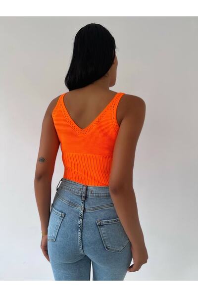 laughs Women's V-Neck Strap Collar Detailed Summer Knitwear Athlete Trk3890