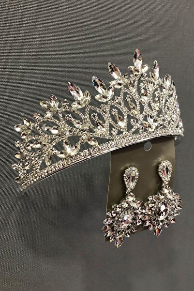 Bride Aksesuar Dünyası Σετ νυφικό στέμμα και σκουλαρίκι Zerda Silver Color – ...