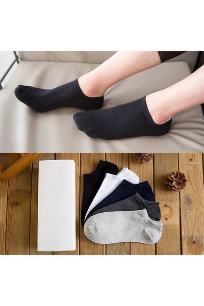 çorapmanya 5 Çift Pamuklu Çok Renkli Erkek Patik Çorap Bilek Boy
