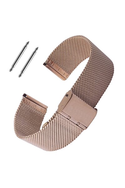 Saatse سوار ساعة من الفولاذ المقاوم للصدأ باللون الذهبي الوردي بحزام شبكي معد...