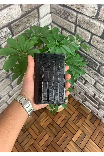 GUARD Croco Printed Μαύρη θήκη διαβατηρίου - Grd2403xw22407