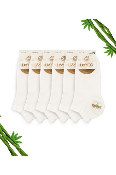 DAYCO Premium Seamless γυναικεία μποτάκια από μπαμπού κάλτσες σετ 6 άσπρα - 10553-b