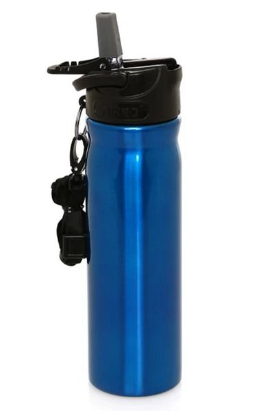 Mikro Steel Water Bottle and Flask 500 ml with Straw and Hanger Without Rope Blue