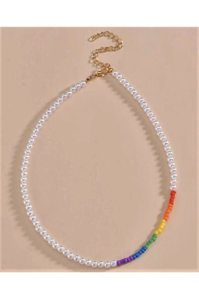 COOL&RELAX Handmade El Yapımı Gold Inci Rainbow Kolye Gökkuşağı Unisex