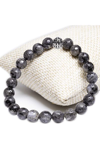 Tesbih Atölyesi Faceted Natural Labradorite Stone Bracelet with Certified Silver Device