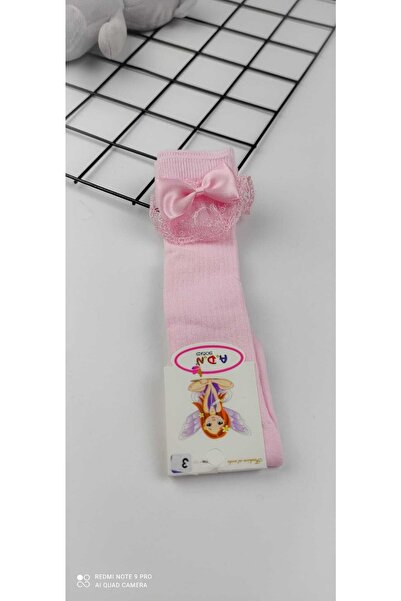 Murat Baby جوارب بناتي بشريط دانتيل أبيض/وردي/إكرو لعمر 3 سنوات