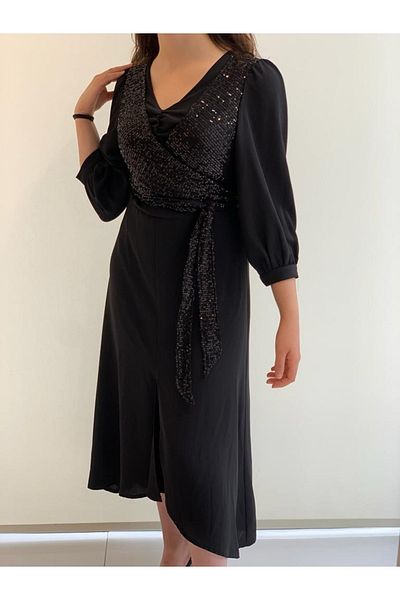 GARNİ Φόρεμα με παγιέτες με κορδόνι μπροστά