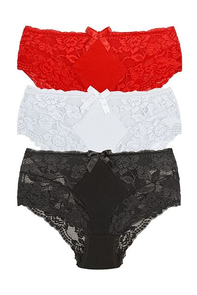 Zena 3-Piece Lace And Cotton Plus Size Women's Panties