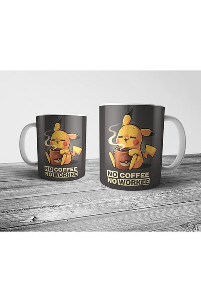 Pixxa Pokemon Pikachu No Coffee No Workee Mug Cup Model 1