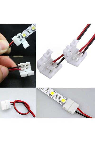 LEDONLİNE 1 Adet 5050 2 Pin Şerit Led Ekleme Aparatı 3 Çipli 15 Cm Kablo
