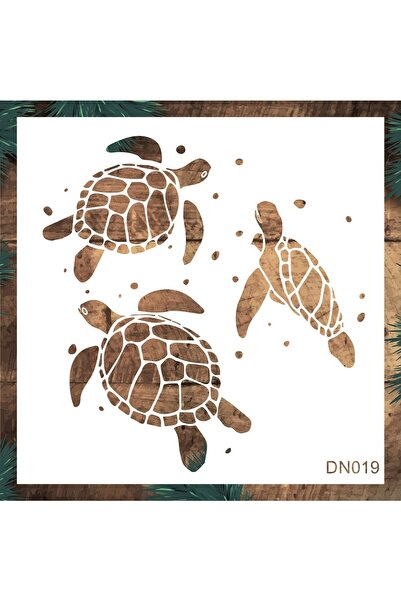 STENCİLTASARIM Stencil Tasarım Dn019 Kaplumbağa Deniz Temalı - Dekoratif Duvar Ve Eşya Boyama Şablonları 25x25cm