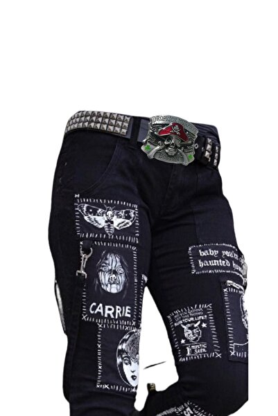 targay Kovboy Tokalı Gothic Punk Metallica Tarzı Zımbalı Kuru Kafa Kemer