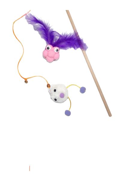 Be Cat Bell Cat Fishing Rod and Cat Playball Toy Set of 2