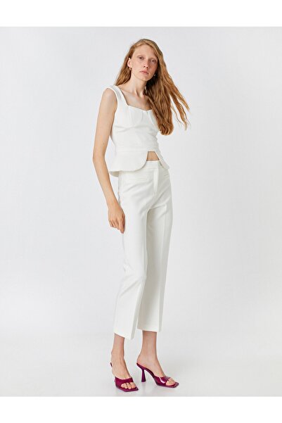 Koton Crop Cigarette Trousers with Pocket Detail