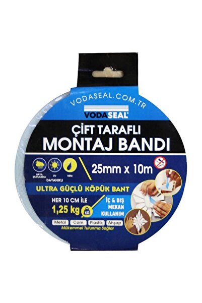 Vodaseal Çift Taraflı Köpük Montaj Bandı 25 Mm X 10 Mt - Beyaz