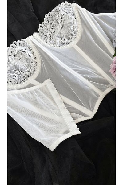 eos lingerie White Lace Tulle Bustier