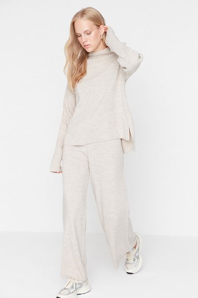 Trendyol Collection Beige Knitwear Top and Bottom Set - Stand Collar Twoaw21Au0060