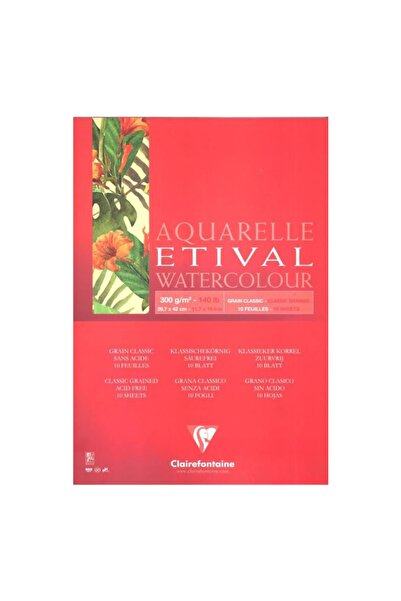 Clairefontaine Etival Classic Üstten Yapışkanlı Sulu Boya Bloğu A3 300gr 15 Yaprak