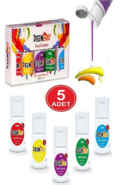 DEEMBRO 5 Pieces 5-Color Water Based 10 ml Food Colors Set