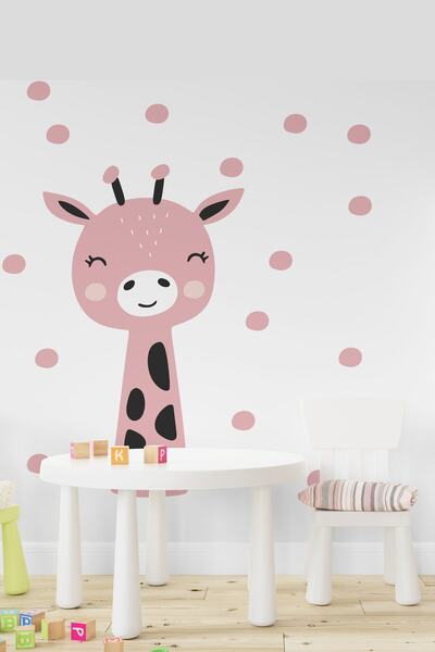 TUGİBU Sevimli Zürafa Çocuk Odası Duvar Sticker Seti