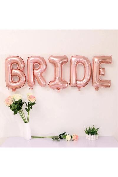 Huzur Party Store Bride Yazılı Folyo Balon Konsept Rose Gold Renkli Bekarlığa...