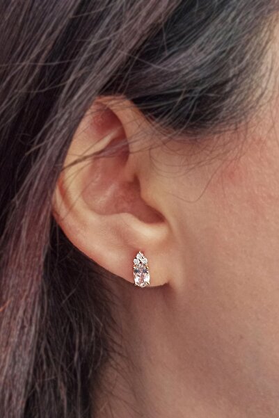 Sirius Pırlanta Pırlanta Ve Oval Morganite Taşlı Saga Küpe