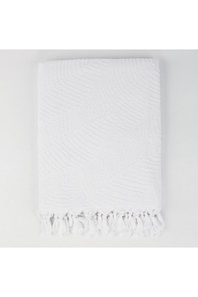Missi Ecru Leaf Jacquard Cotton Beach Towel