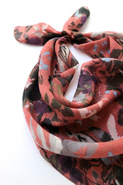 THE MOON Rose Brush Chiffon Scarf