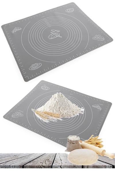 Tilbe Home Dough Rolling Silicone Kneading Mat Gray Dough Mat Pastry Oven Mat Multi-Purpose Silicone Mat