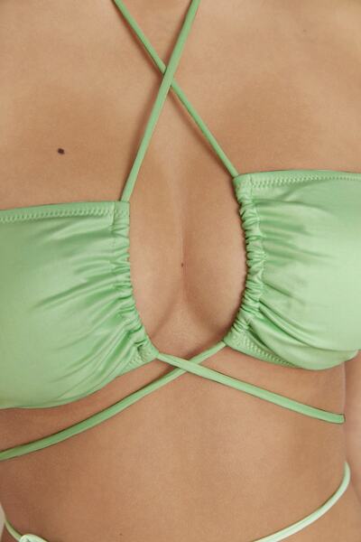 Trendyol Collection Green Tie Detailed Bikini Top TBESS21BU0411