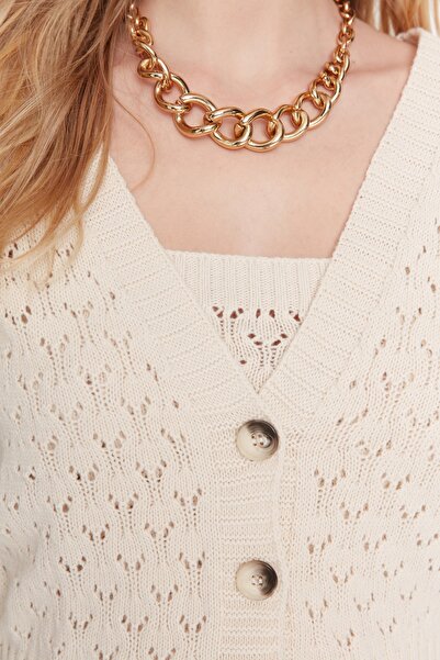 Trendyol Collection Openwork Stone Patterned Crop Knitwear Cardigan - Twoss20Hi0034