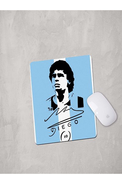 Panorama Ajans Maradona Legendă Fotbalist Argentina Flag Silhouette Portrait Mouse Pad