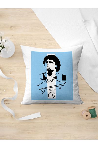 Panorama Ajans Maradona Legendary Football Player Argentina Flag Silhouette Portrait Pillow Case
