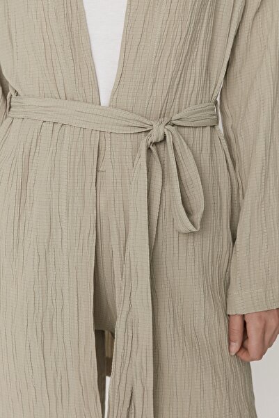 Trendyol Modest Kimono-Pants Set with Slit Leg and Stone Belt - Tctss22Us00024