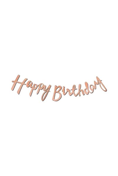 Patladı Gitti Kaligrafi Happy Birthday Rose Gold Banner