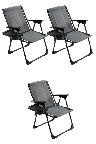 moniev Natura 3 Adet Kamp Sandalyesi Katlanır Piknik Sandalye Dikdörtgen Bard...