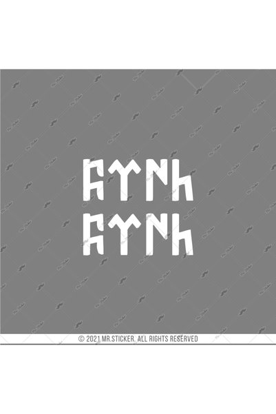 Bay Etiket Rfhlm70 Reflektif Gokturkce Turk Yazisi - 2'li Set - Beyaz Renk