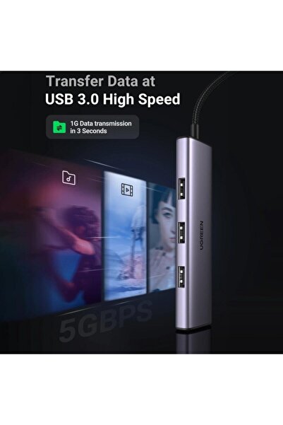 Ugreen Alüminyum Type-c To 4 Portlu Usb 3.0 Çoklayıcı Adaptör