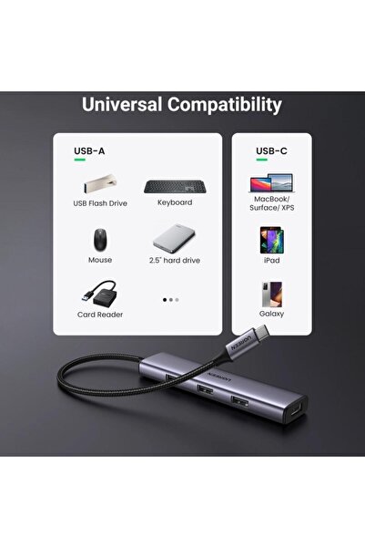 Ugreen Alüminyum Type-c To 4 Portlu Usb 3.0 Çoklayıcı Adaptör