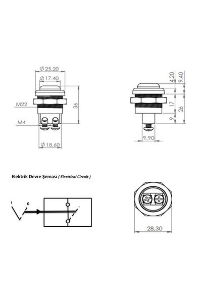allestock Metal Starter Horn Button with Terminal Block - Red Color