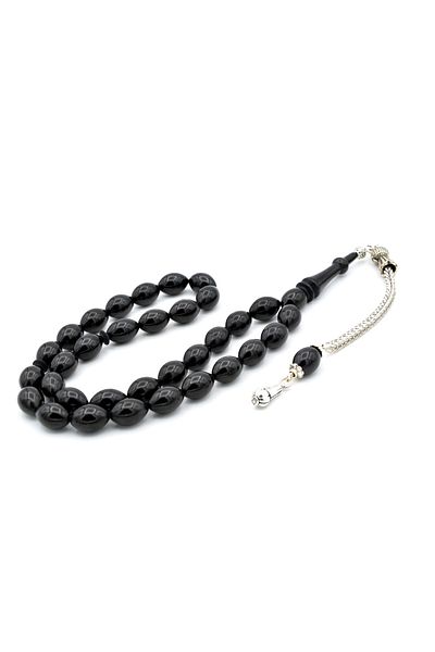 Murty99 Tasbih de chihlimbar negru cu tăietură Beyzi cu cioc de vulpe 055