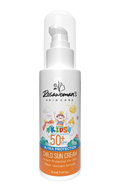 Rosawomans كريم الشمس للأطفال 50 مل +50 عامل حماية من الشمس 2 قطعة