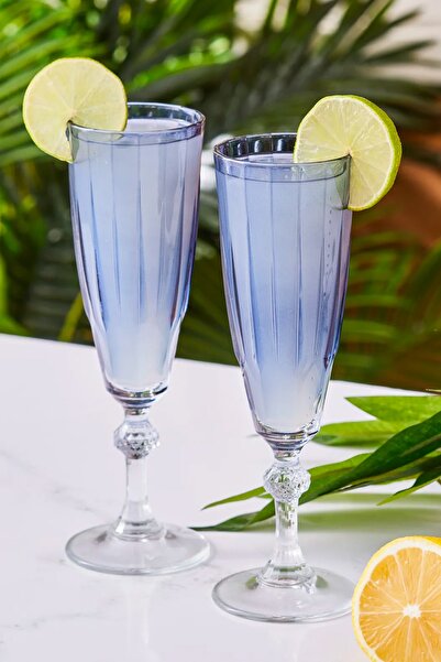 Emsan Elmas Ayaklı 3'lü Bardak Mavi