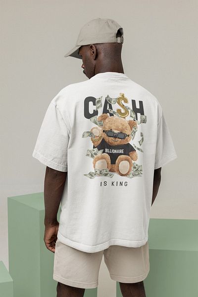 Bolders Outdoors Μπλουζάκι Cash Is King με στάμπα με λαιμόκοψη λευκό oversize