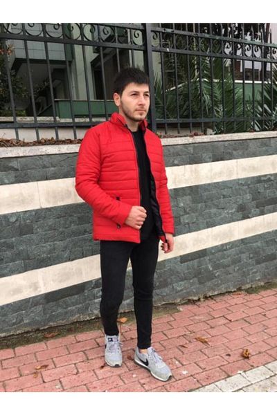 Moko Fashion Jachetă puf roșie pentru bărbați