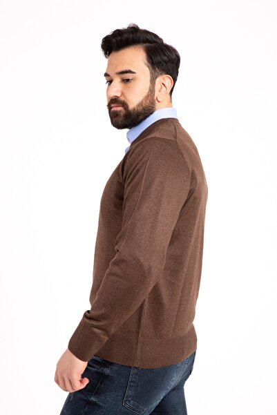 Mutlu City Мъжки пуловер с V-образно деколте, фин вълнен трикотаж, 5130