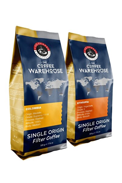The Coffee Warehouse Avantaj Paket 1 Kg Colombia 500g + Ethiopia 500g Taze Öğ...